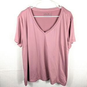 Eddie Bauer Women’s XXL Sleepwear V-Neck Short Sleeve Top Mauve Pink Stretch